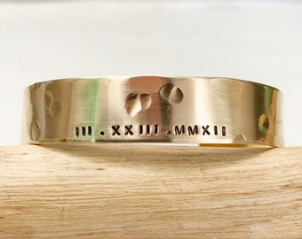 Men's Bronze Roman Numeral Date Bracelet, 8th or 19th Anniversary Gift for Him