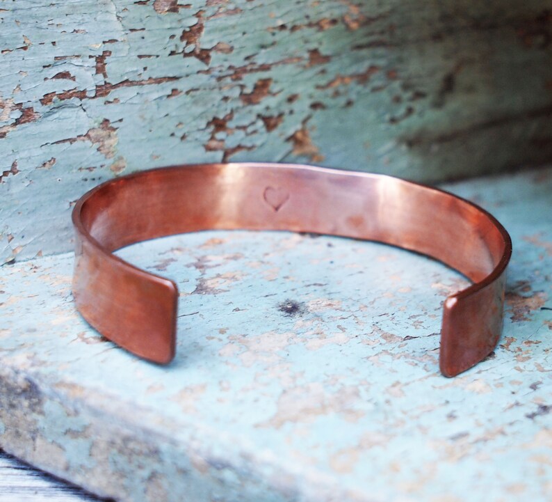 Ladies Copper Bracelet, 7th or 22nd Anniversary Gift, Copper Bracelet with Secret Heart image 8