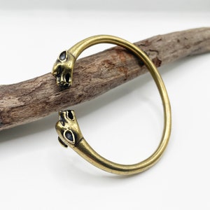 Solid Brass Leopard Head Cuff, Unisex Bracelet