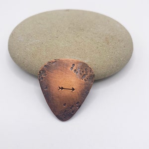 Copper Guitar Pick, Arrow Pick , Copper Anniversary Gift, 7th or 22nd Anniversary, Distressed Metal Pick, Moving Forward image 2