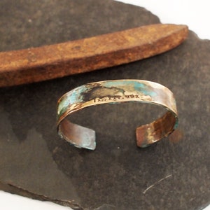 Ladies Bronze Roman Numeral Bracelet with Verdigris Patina, 8th or 19th Anniversary Gift image 8