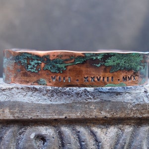 Ladies Copper Roman Numeral Bracelet with Verdigris Patina, 7th or 22nd Anniversary Gift image 3