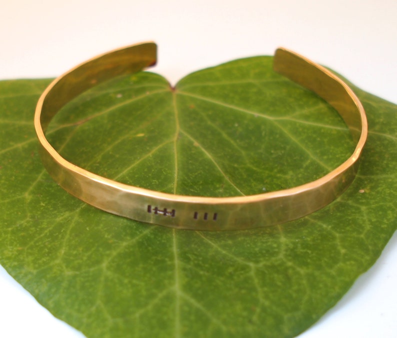 Bronze Tally Mark Bracelet, 8th or 19th Anniversary Gift for Her, Hatch Mark Cuff, 8 Years and Counting image 5
