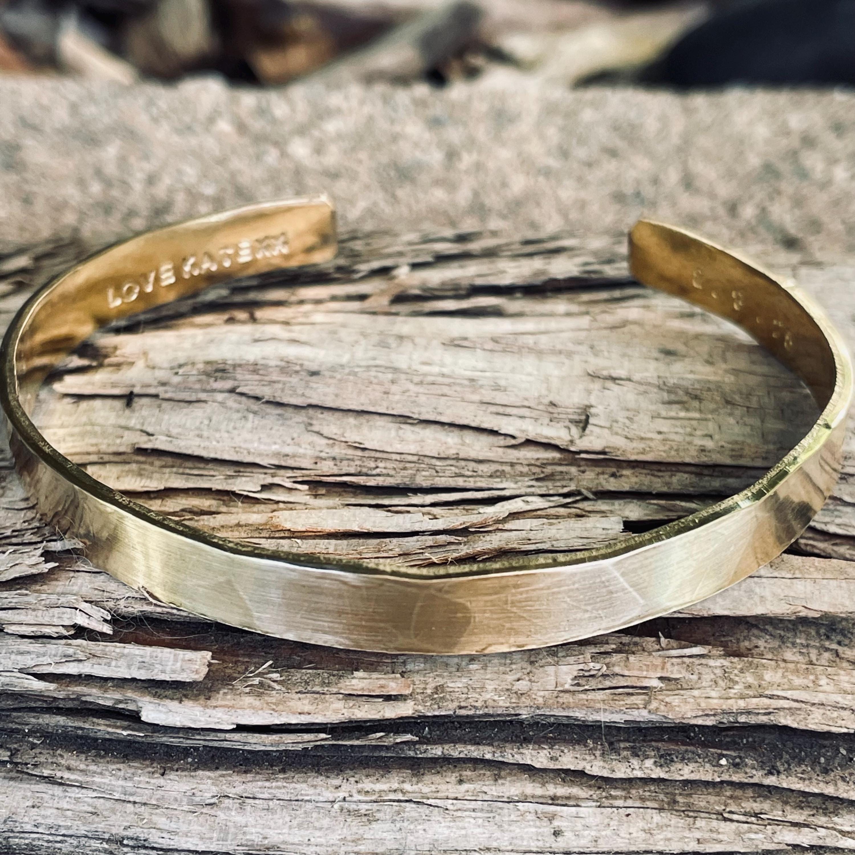 Men's Hammered Bronze Cuff Bracelet, Rustic Anniversary Gift - Etsy