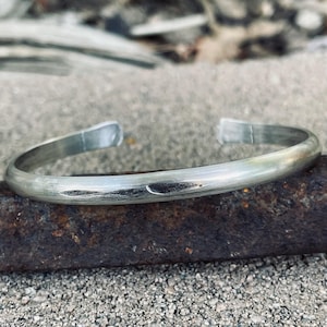 Thick Sterling Silver Cuff Bracelet, Hand Forged Silver Cuff, Rustic Boho Silver Bracelet, 25th Anniversary Silver Gift,Everyday Silver Cuff