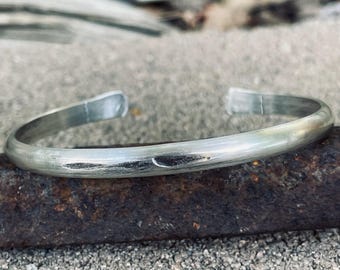 Hand Forged Sterling Silver Cuff Bracelet: Rustic Boho Style