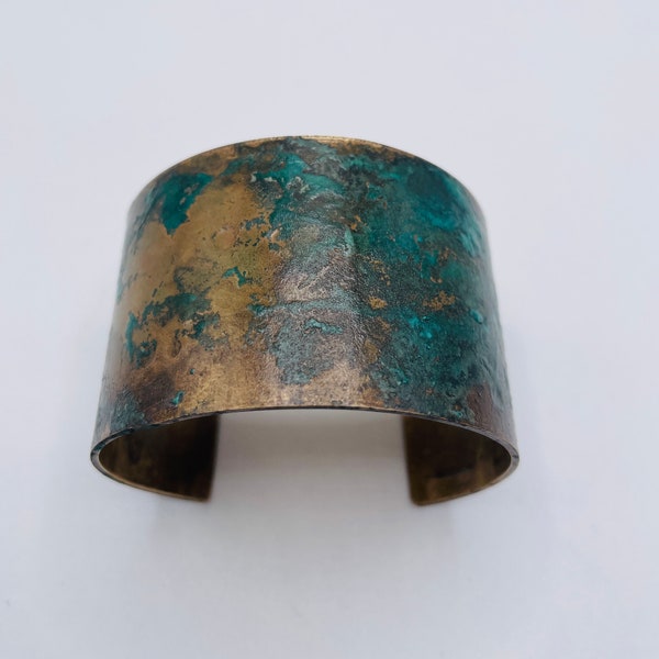 Wide Bronze Cuff with Verdigris Patina, Bronze Anniversary Gift