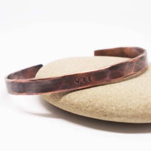 Men's Copper Cuff, Roman Numeral Bracelet, 7th or 22nd Anniversary Gift, Copper Anniversary