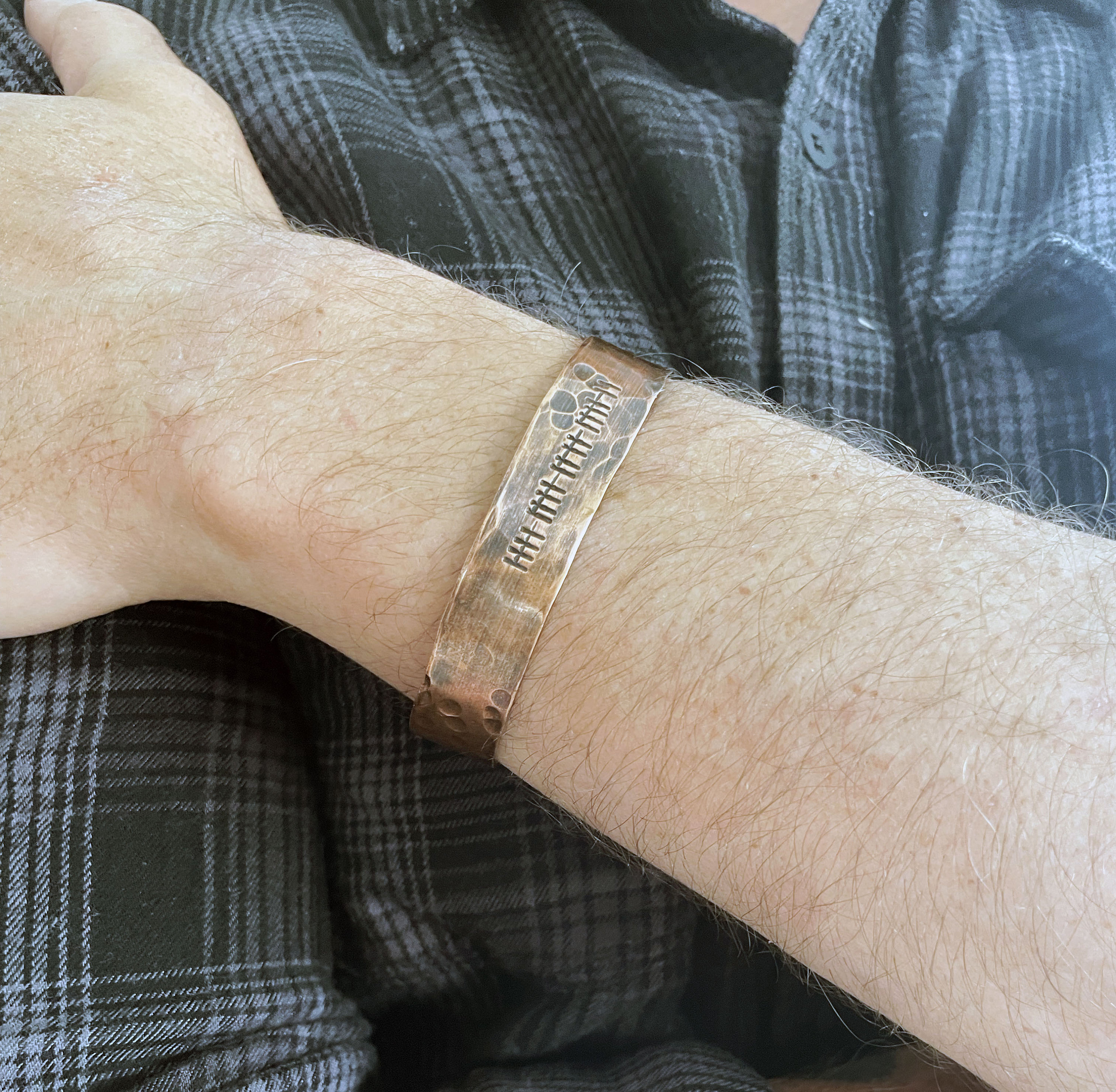 Hash Mark Copper Bracelet, Mens Copper Bracelet, Tally Mark Hash Mark Copper Bracelet, Mens Copper Bracelet, Tally Mark