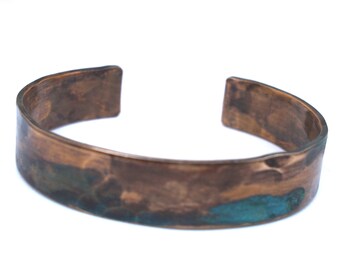 Bronze Cuff Bracelet with Verdigris Patina, Bronze Anniversary Gift