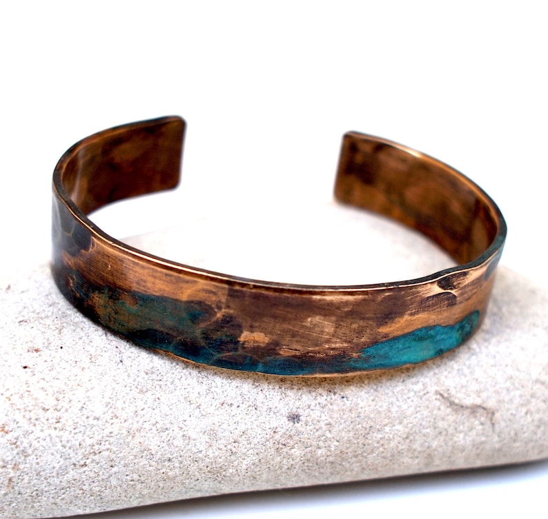 Men's Bronze Bracelet with Verdigris Patina, 8th or 19th Anniversary Gift for Him image 8