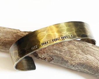 Brass Anniversary Tally Mark Bracelet, 21st Anniversary Gift for Her, Hash Mark Cuff, 21st Anniversary