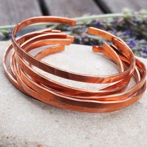 Copper Stacking Bangles, Thin Stacking Bracelets, Boho Bangles, Copper Anniversary Gift image 6