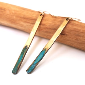 Bronze Earrings with Verdigris Patina