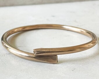 Rustic Bangle: The Overlap Bracelet, Organic Solid Bronze Bracelet, 8th Anniversary Jewelry