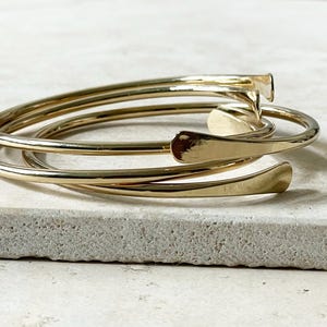 Flat Gold Stacking Bangle, Boho Bangles, Stacking Adjustable Cuffs