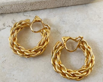 Boucles d'oreilles guirlande vintage dorées à clip : bijoux de vacances