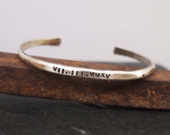 Silver  Roman Numeral Bracelet, Silver Anniversary Gift, 25th Anniversary Bracelet