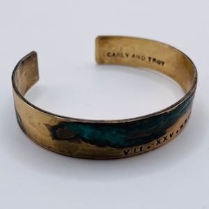 Ladies Bronze Roman Numeral Bracelet with Verdigris Patina, 8th or 19th Anniversary Gift image 5