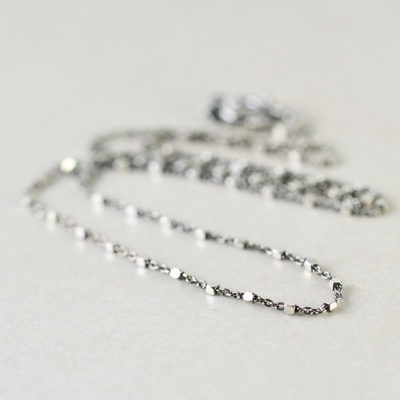Sterling Chain Necklace, Oxidized Silver Chain, Two Tone Necklace image 1