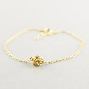 Gold Knot Bracelet, Bridesmaid Gift, Love Knot Bracelet, Tie The Knot