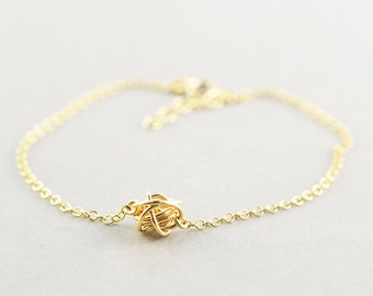 Gold Knot Bracelet, Bridesmaid Gift, Love Knot Bracelet, Tie The Knot