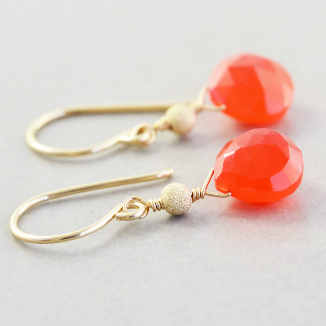Orange Dangle Earrings Neon Earrings Bright Orange Etsy