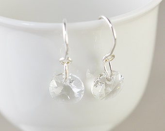 Crystal Disc Earrings, Crystal Earrings, Swarovski Earrings, Clear, Bridesmaid