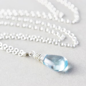 Blue Topaz Necklace, Light Blue Necklace, Bridesmaid Gift, December Birthstone image 1