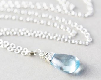 Blue Topaz Necklace, Light Blue Necklace, Bridesmaid Gift, December Birthstone