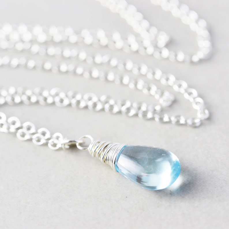 Blue Topaz Necklace, Light Blue Necklace, Bridesmaid Gift, December Birthstone image 1
