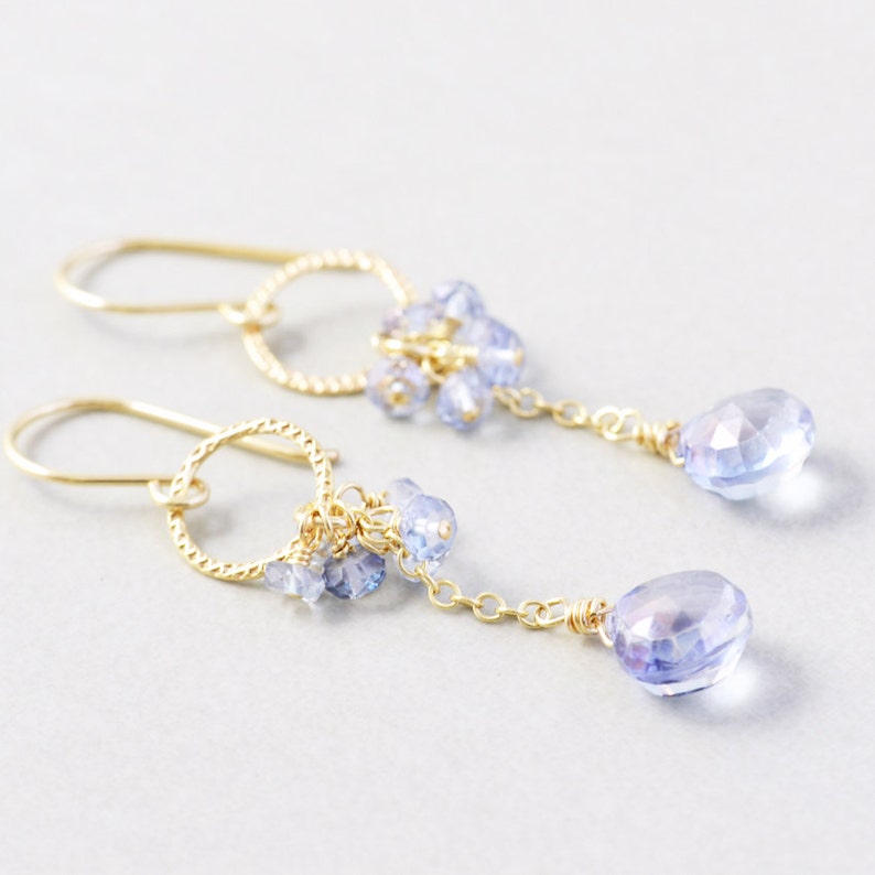 Blue Quartz Dangle Earrings Bridesmaid Gift Powder Blue Etsy