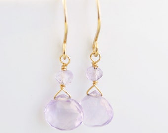 Amethyst Dangle Earrings, February Birthstone Jewelry, Purple Earrings, Lavender Drops