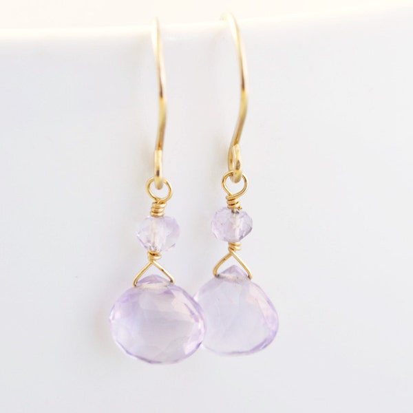 Amethyst Dangle Earrings, February Birthstone Jewelry, Purple Earrings, Lavender Drops