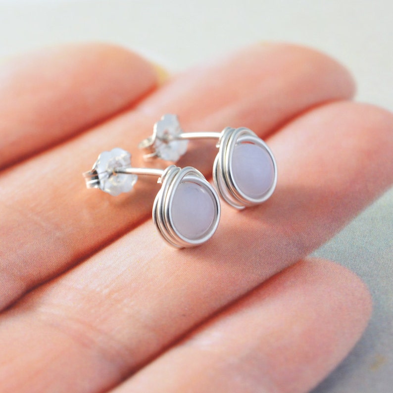 Powder Blue Studs Blue Studs Bridesmaid Gift Quartz Posts