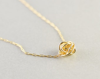 Gold Knot Necklace, Knot Jewelry, Love Knot, Everyday Necklace, Bridesmaid Necklace, Tie The Knot