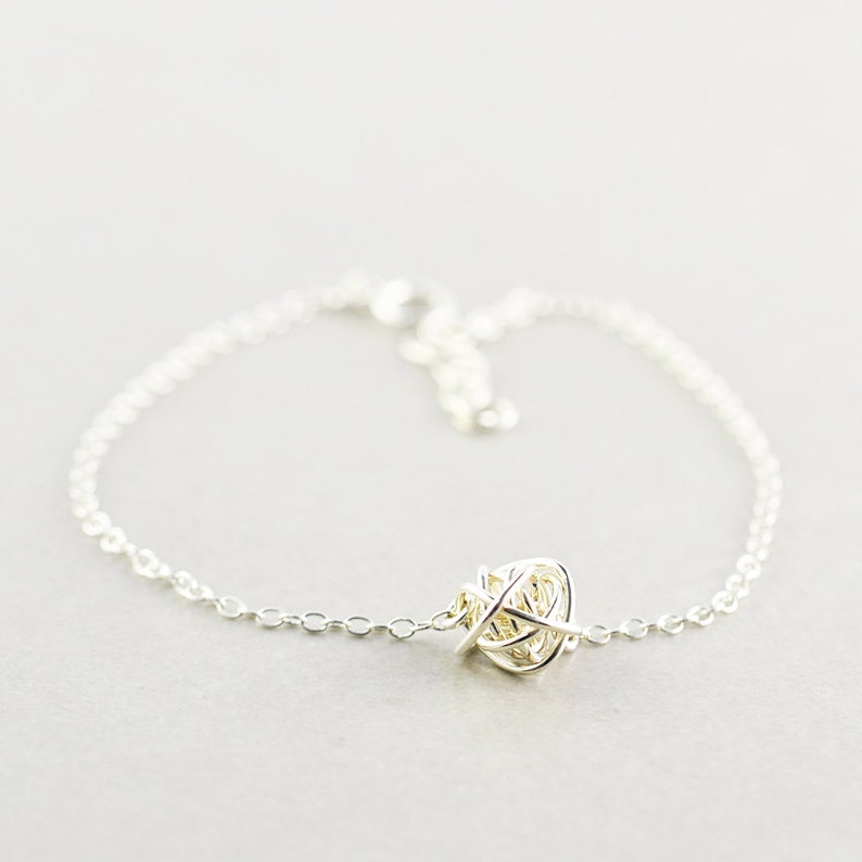 Sterling Knot Bracelet, Knot Jewelry, Bridesmaid Gift, Love Knot, Tie The Knot image 1