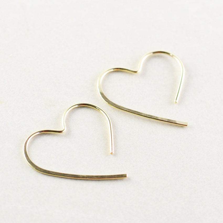 Gold Heart Hoops Medium Heart Earrings Bridesmaid. Valentine | Etsy