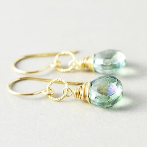 Green Quartz Dangle Earrings, Mint Green Earrings, Bridesmaid Gift image 3