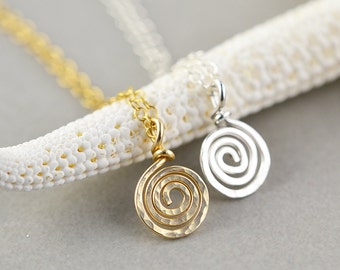 Gold Swirl Necklace, Silver or Rose Gold Metal Necklace, Bridesmaid Gift