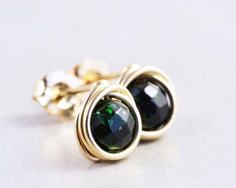 Green Goldstone Posts, Green Gold Studs, Silver, Gold, Rose Gold