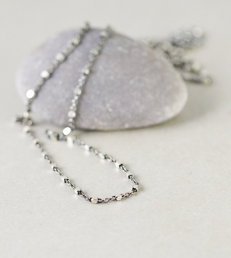 Sterling Chain Necklace, Oxidized Silver Chain, Two Tone Necklace image 2