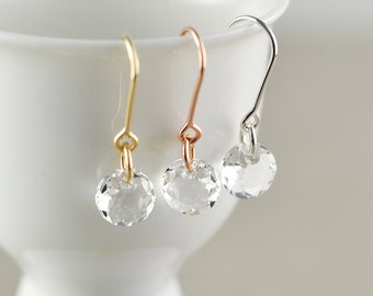 Crystal Earrings, Clear, Neutral, Silver, Gold Fill or Rose Gold Fill, Swarovski, Wedding