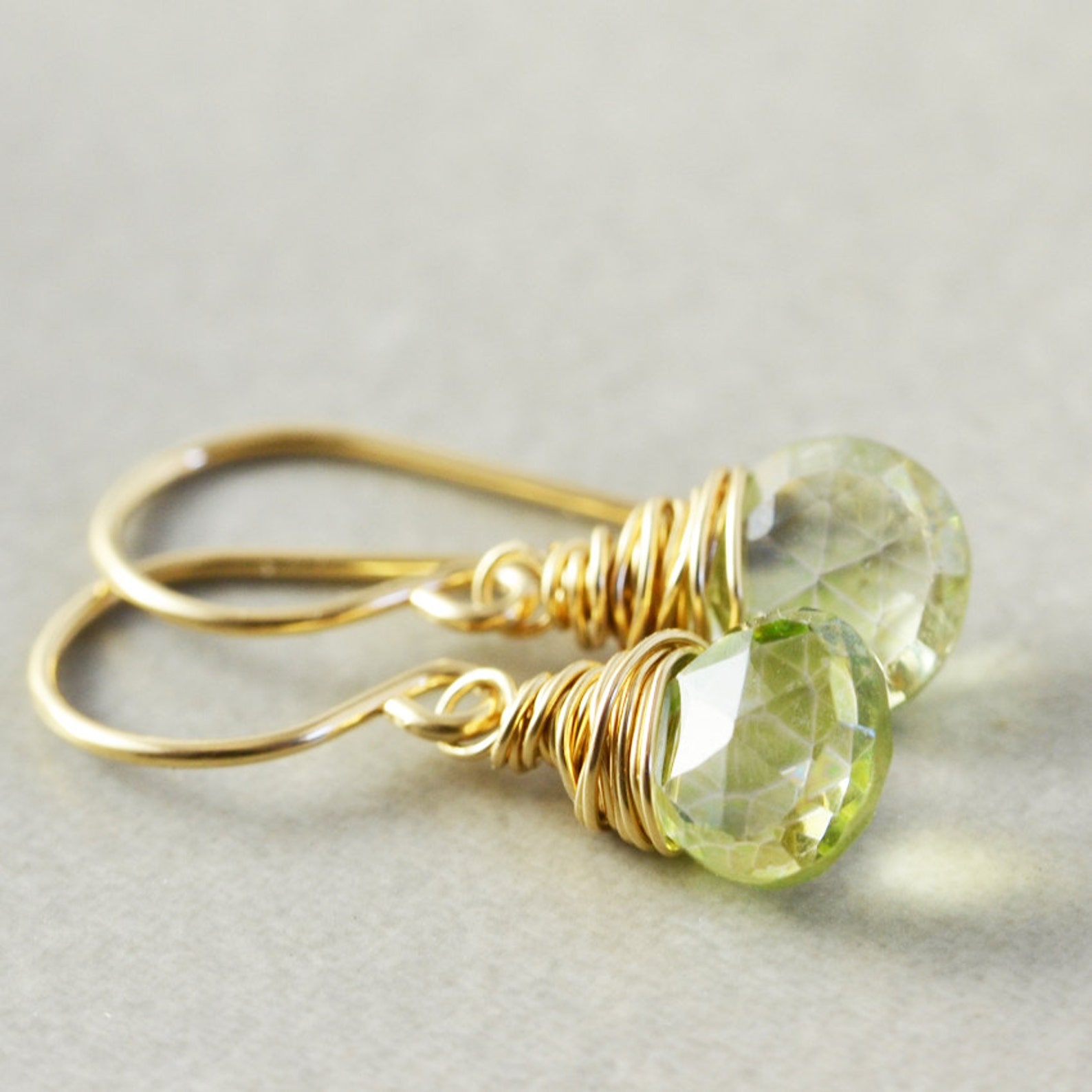 Green Quartz Dangle Earrings Lime Green Drop Earrings Etsy