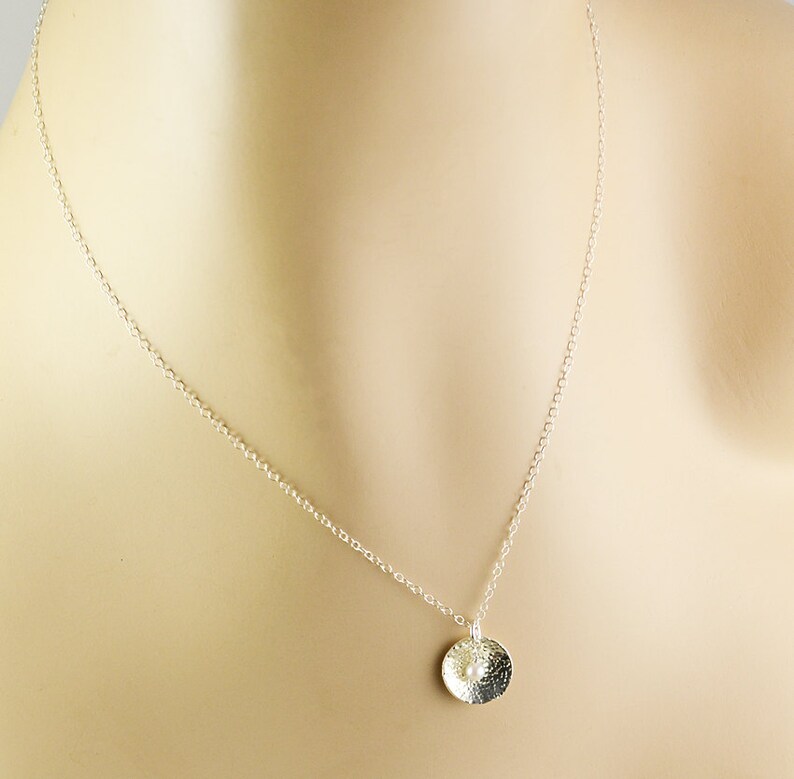 Pearl Disc Necklace Minimal Necklace Silver Pearl Necklace Etsy