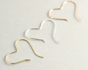 Heart Hoops, Sterling, Gold, Rose Gold, Heart Earrings, Bridesmaid, Love, Valentine