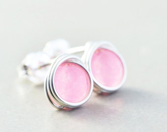 Pink Studs, Neon Pink Post Earrings, Pink Earrings, Silver, Gold, Rose Gold