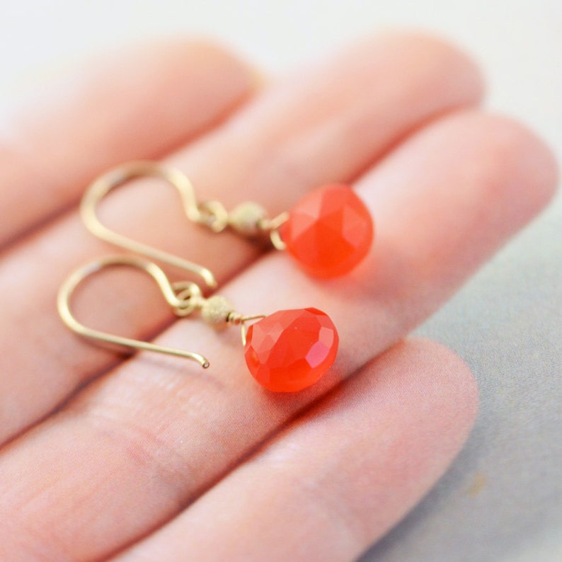 Orange Dangle Earrings Neon Earrings Bright Orange Etsy
