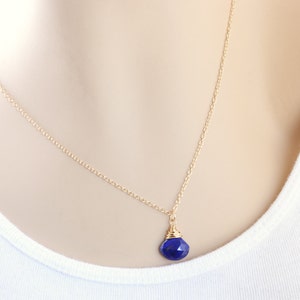 Lapis Drop Necklace, Blue Stone Necklace, December, Silver, Gold, Rose Gold image 4