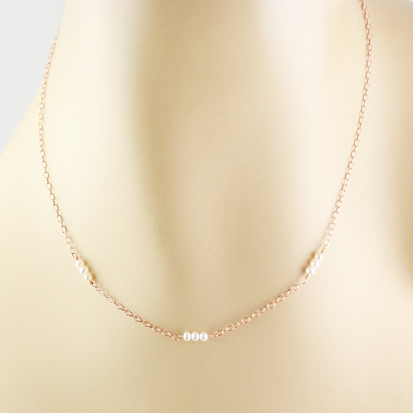 Simple Pearl Necklace Minimal Necklace Rose Gold Silver - Etsy